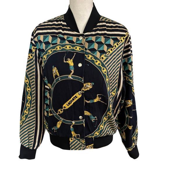 Lacoste L!ve Jackets & Blazers - Lacoste Live L!ve Size 40 or US M Scarf Print Jacket Snap Front Sports Pockets
